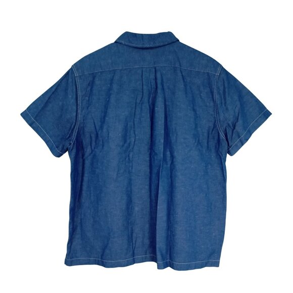 J.Crew Shirt Mens Re-Imagined Blue Short Sleeve Button-Up Front Pockets Size L - Picture 6 of 9